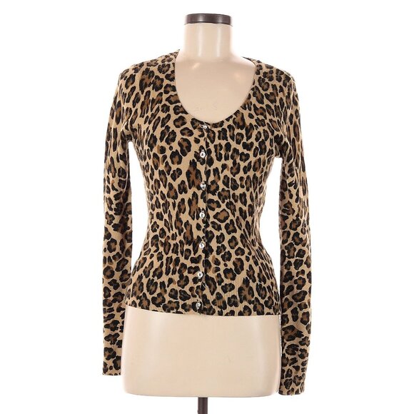 Leopard Print Cardigan Medium Vintage Y2K RARE EUC - Picture 1 of 3